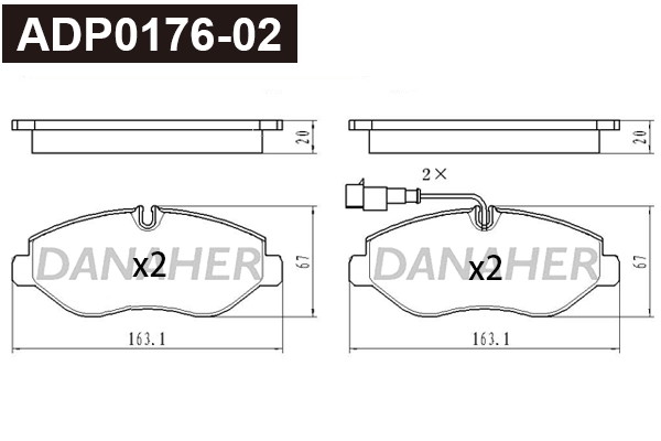 Kit de plaquettes de frein, frein à disque DANAHER ADP0176-02
