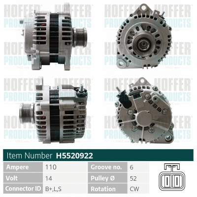 Alternateur HOFFER H5520922