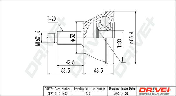 Jeu de joints, arbre de transmission Dr!ve+ DP2110.10.1432