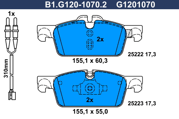 Kit de plaquettes de frein, frein à disque GALFER B1.G120-1070.2