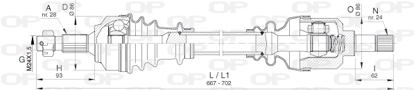 Arbre de transmission OPEN PARTS DRS6402.00