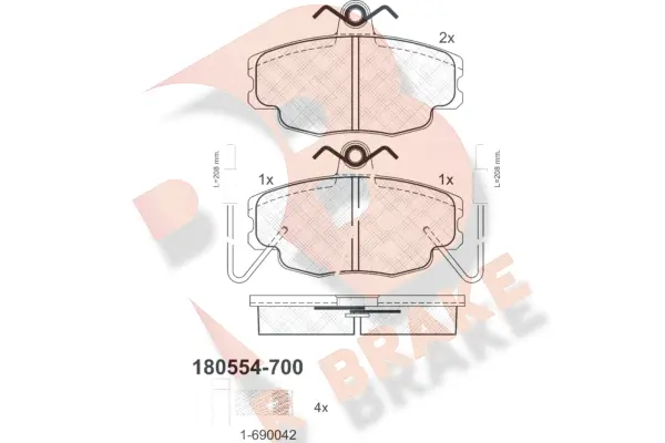 Kit de plaquettes de frein, frein à disque R BRAKE RB0554-700