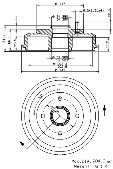 Tambour de frein VILLAR 627.0149