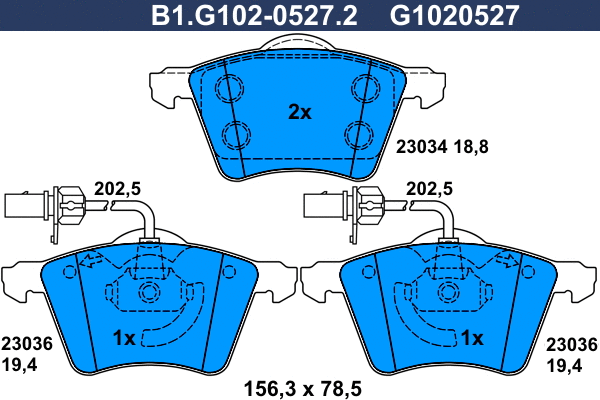 Kit de plaquettes de frein, frein à disque GALFER B1.G102-0527.2