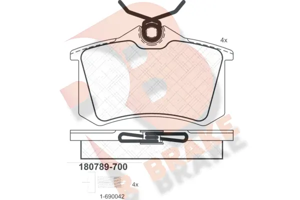 Kit de plaquettes de frein, frein à disque R BRAKE RB0789-700