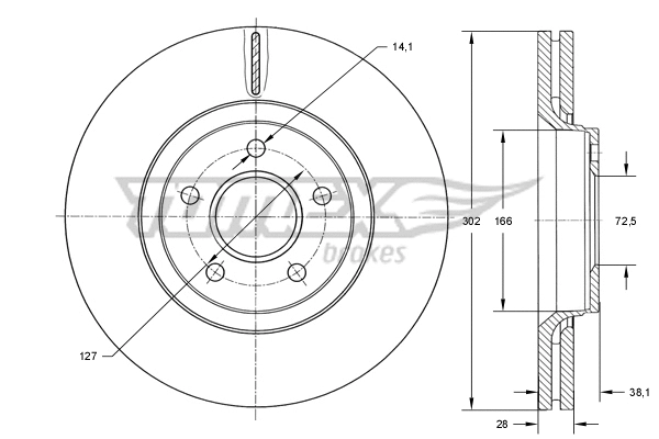 Disque de frein TOMEX Brakes TX 73-77