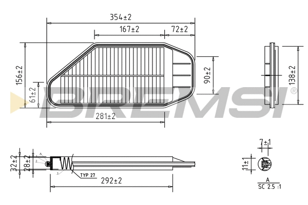 Filtre à air BREMSI FA0637