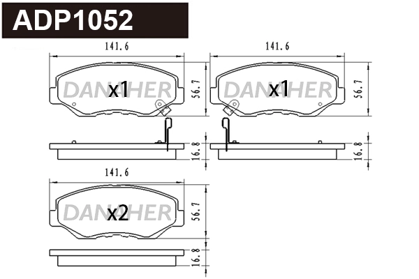 Kit de plaquettes de frein, frein à disque DANAHER ADP1052