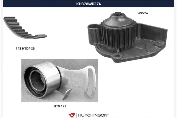 Pompe à eau + kit de courroie crantée HUTCHINSON KH 378WP274