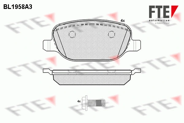Kit de plaquettes de frein, frein à disque FTE 9010544