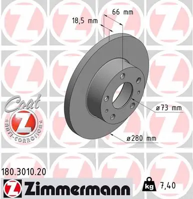 Disque de frein ZIMMERMANN 180.3010.20