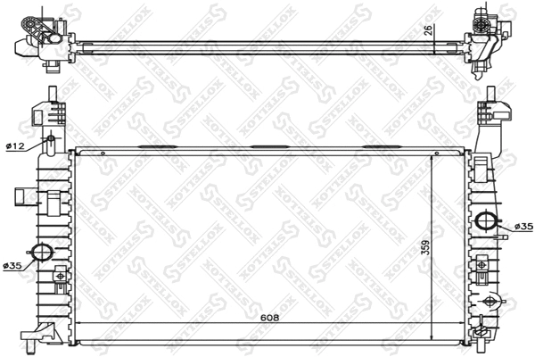 Radiateur, refroidissement du moteur STELLOX 10-25351-SX