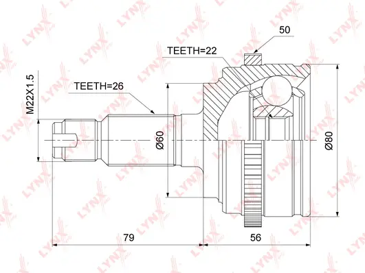 Jeu de joints, arbre de transmission LYNXAUTO CO-3468A