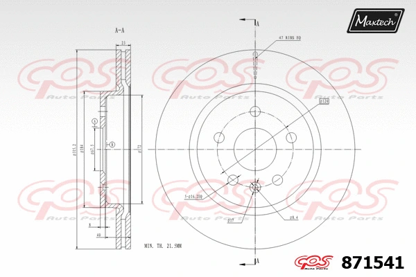 Disque de frein MAXTECH 871541