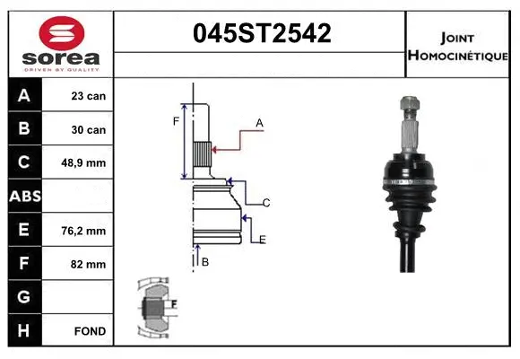 Jeu de joints, arbre de transmission STARTCAR 045ST2542