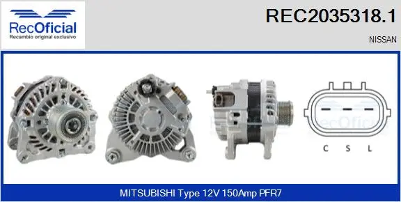 Alternateur RECOFICIAL REC2035318.1