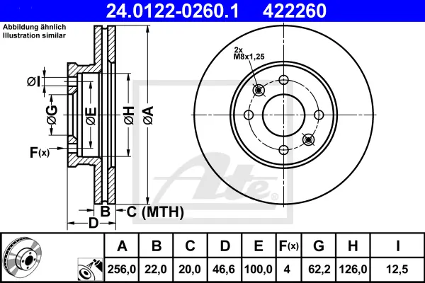 Disque de frein ATE-APAC 24.0122-0260.1