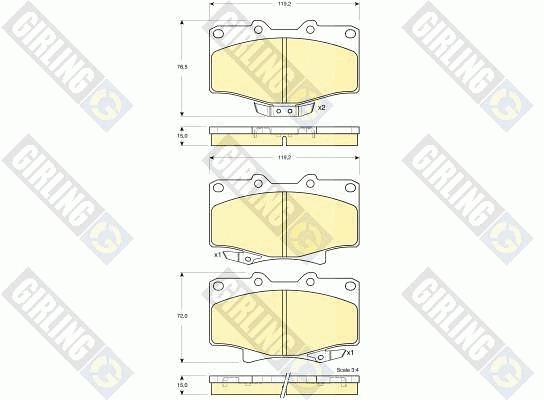 Kit de plaquettes de frein, frein à disque GIRLING 6133839