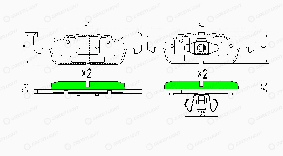 Kit de plaquettes de frein, frein à disque Automotive Adriado GLBP0118