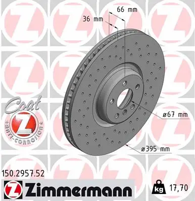 Disque de frein ZIMMERMANN 150.2957.52