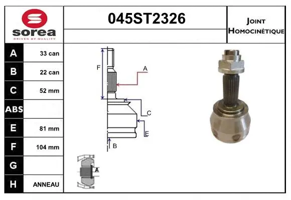 Jeu de joints, arbre de transmission STARTCAR 045ST2326