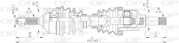 Arbre de transmission OPEN PARTS DRS6155.00