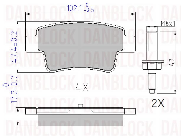 Kit de plaquettes de frein, frein à disque DANBLOCK DB 510490