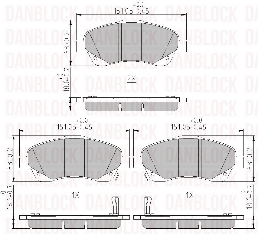 Kit de plaquettes de frein, frein à disque DANBLOCK DB 510235