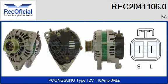 Alternateur RECOFICIAL REC2041106.0