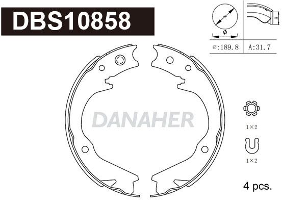 Jeu de mâchoires de frein, frein de stationnement DANAHER DBS10858
