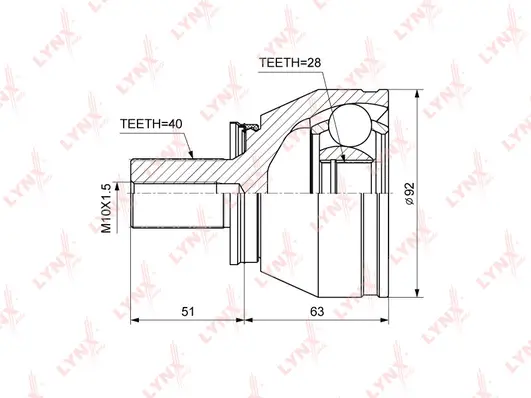 Jeu de joints, arbre de transmission LYNXAUTO CO-3847