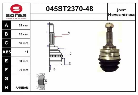 Jeu de joints, arbre de transmission STARTCAR 045ST2370-48