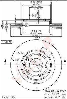 Disque de frein VILLAR 628.1285