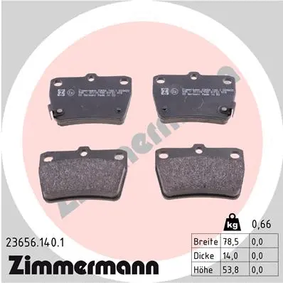 Kit de plaquettes de frein, frein à disque ZIMMERMANN 23656.140.1