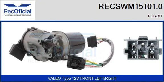 Moteur d'essuie-glace RECOFICIAL RECSWM15101.0