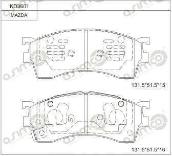 Kit de plaquettes de frein, frein à disque ASIMCO KD3601