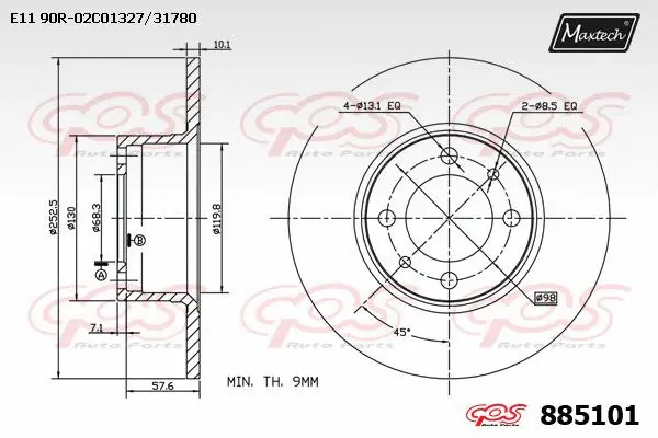 Disque de frein MAXTECH 885101
