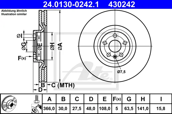 Disque de frein ATE-APAC 24.0130-0242.1