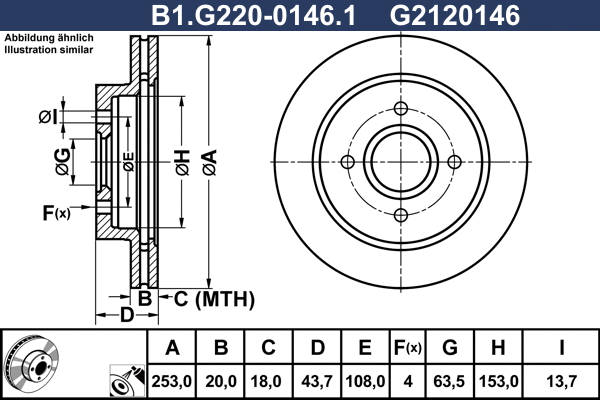 Disque de frein GALFER B1.G220-0146.1