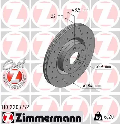 Disque de frein ZIMMERMANN 110.2207.52