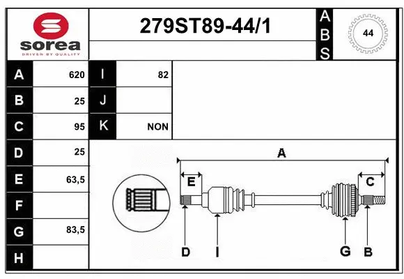 Arbre de transmission STARTCAR 279ST89-44/1