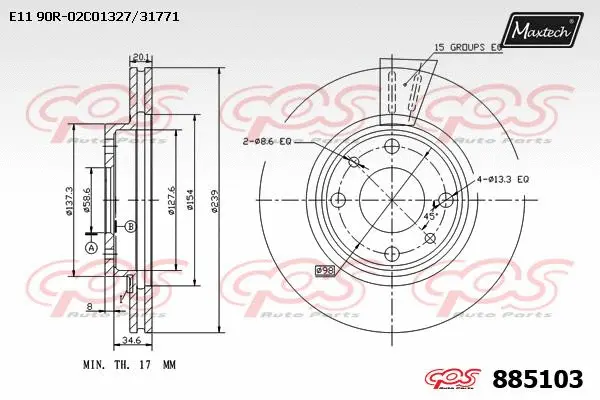 Disque de frein MAXTECH 885103
