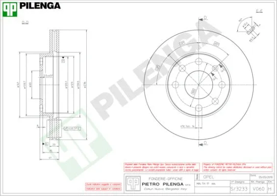 Disque de frein PILENGA V060