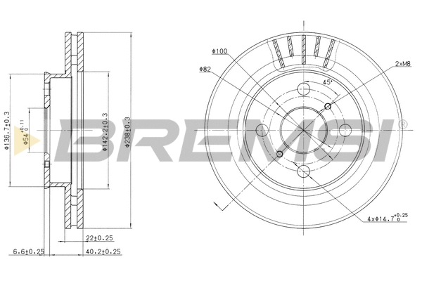 Disque de frein BREMSI CD6880V