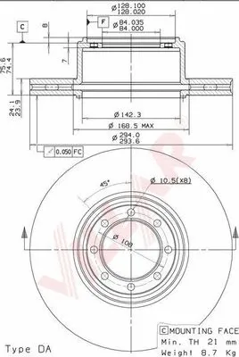 Disque de frein VILLAR 628.2050