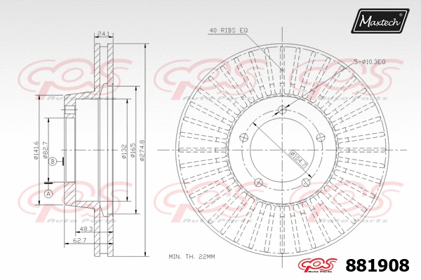 Disque de frein MAXTECH 881908