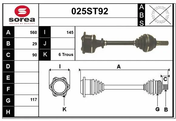 Arbre de transmission STARTCAR 025ST92
