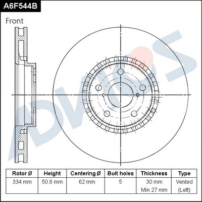 Disque de frein ADVICS A6F544B