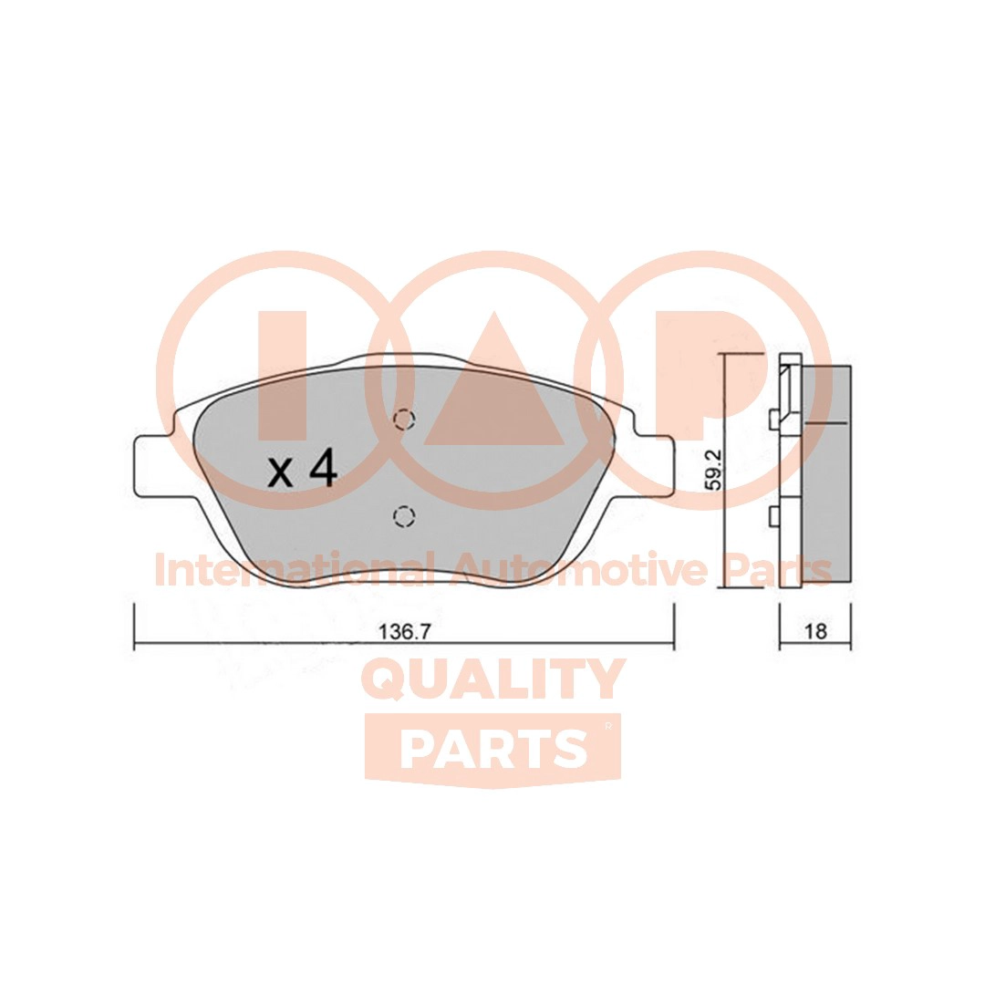 Kit de plaquettes de frein, frein à disque IAP QUALITY PARTS 704-52022