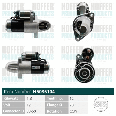Démarreur HOFFER H5035104